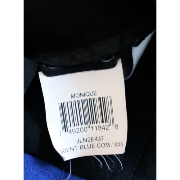BCBGMAXAZRIA Women's Size XXS Orient Blue Black Monique Trouser Colorblock Pant - Picture 4 of 8